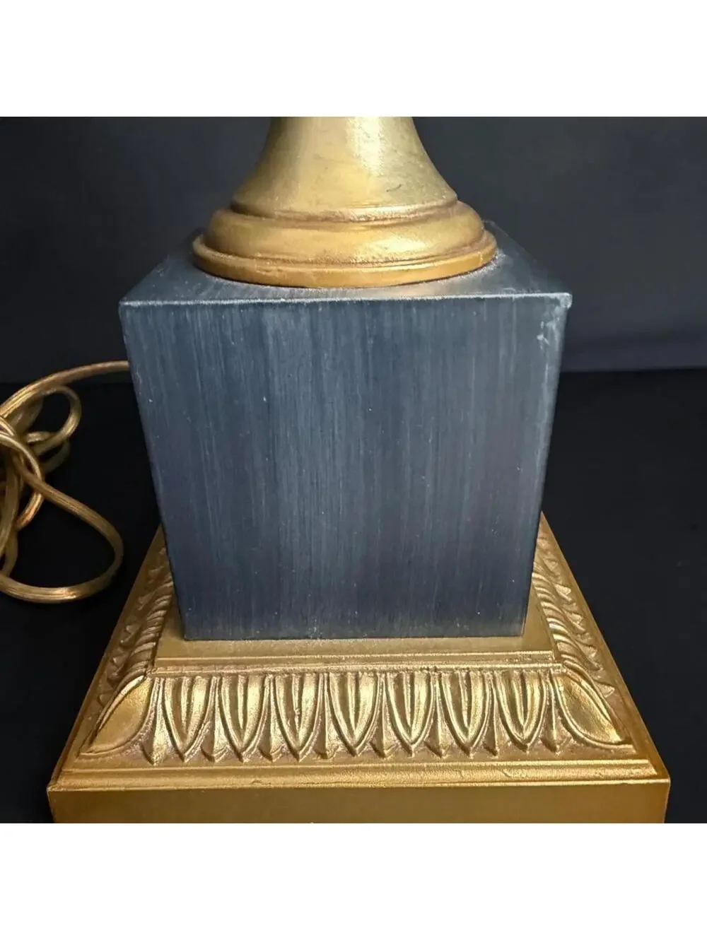 Rare Vintage Neoclassical Urn Table Lamp Blue Gold Empire Style Decor 32